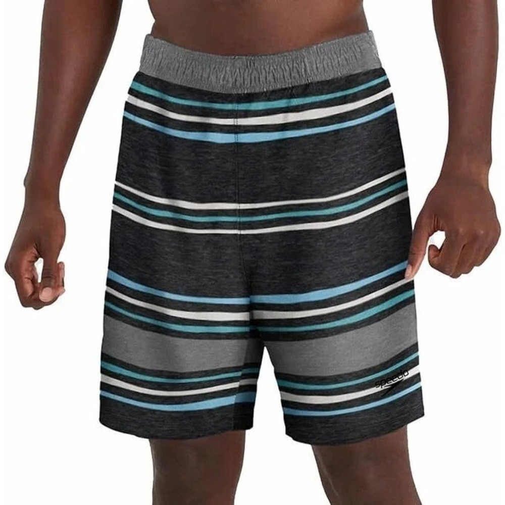 Speedo Men's Hydro Tech Volley Swim Shorts, Gray Stripe, Size S (30/32) NWT